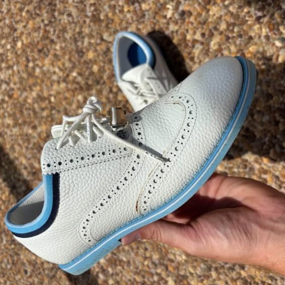 G/FORE Gallivanter White and Blue Leather Golf Shoes